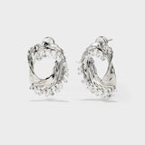 Metal Texture Oval Studs with Zircon Tassels - booneealus
