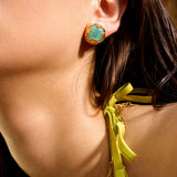 Square Blue Crack Stone Studs - booneealus