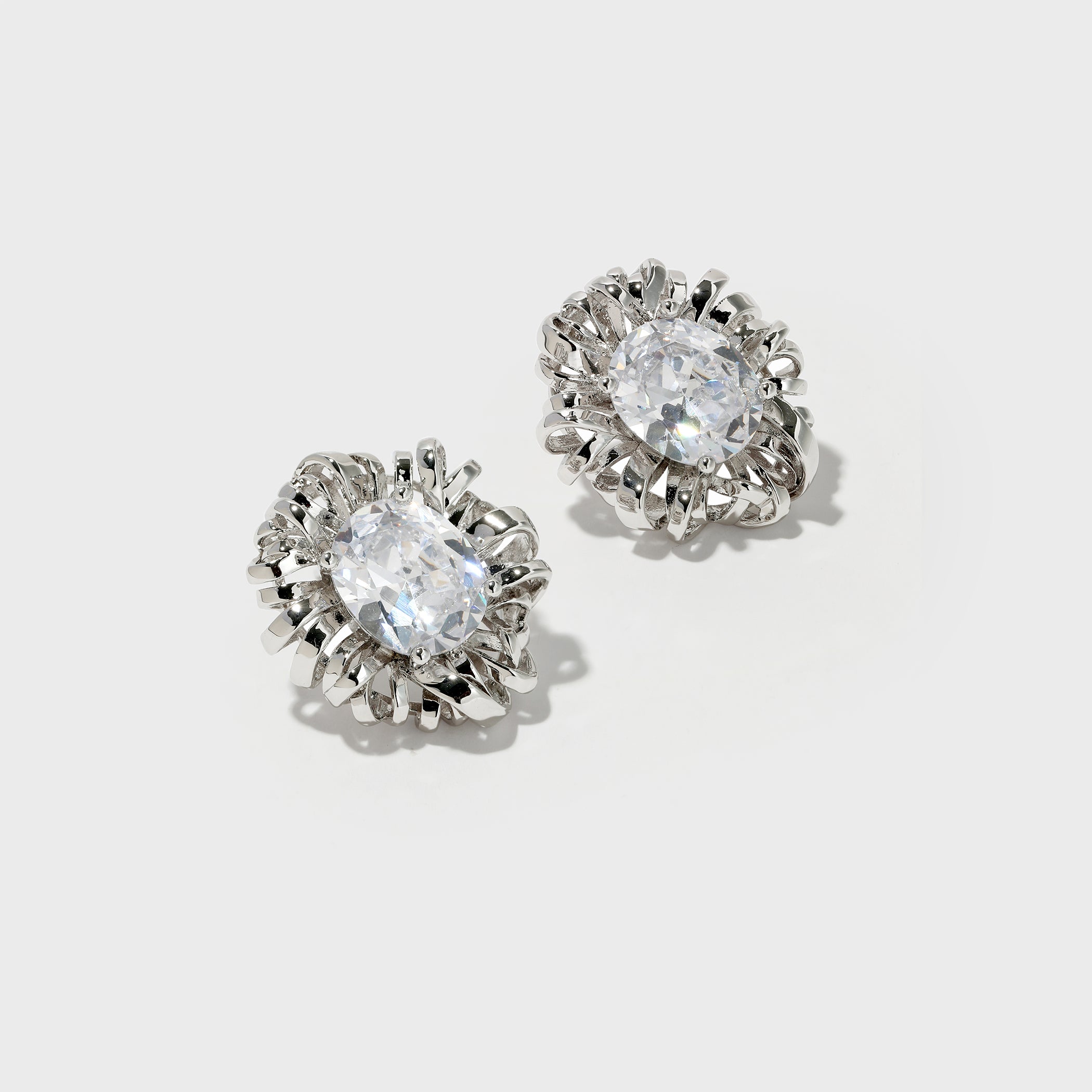 Braided Button-Shaped Zirconia Earrings - booneealus