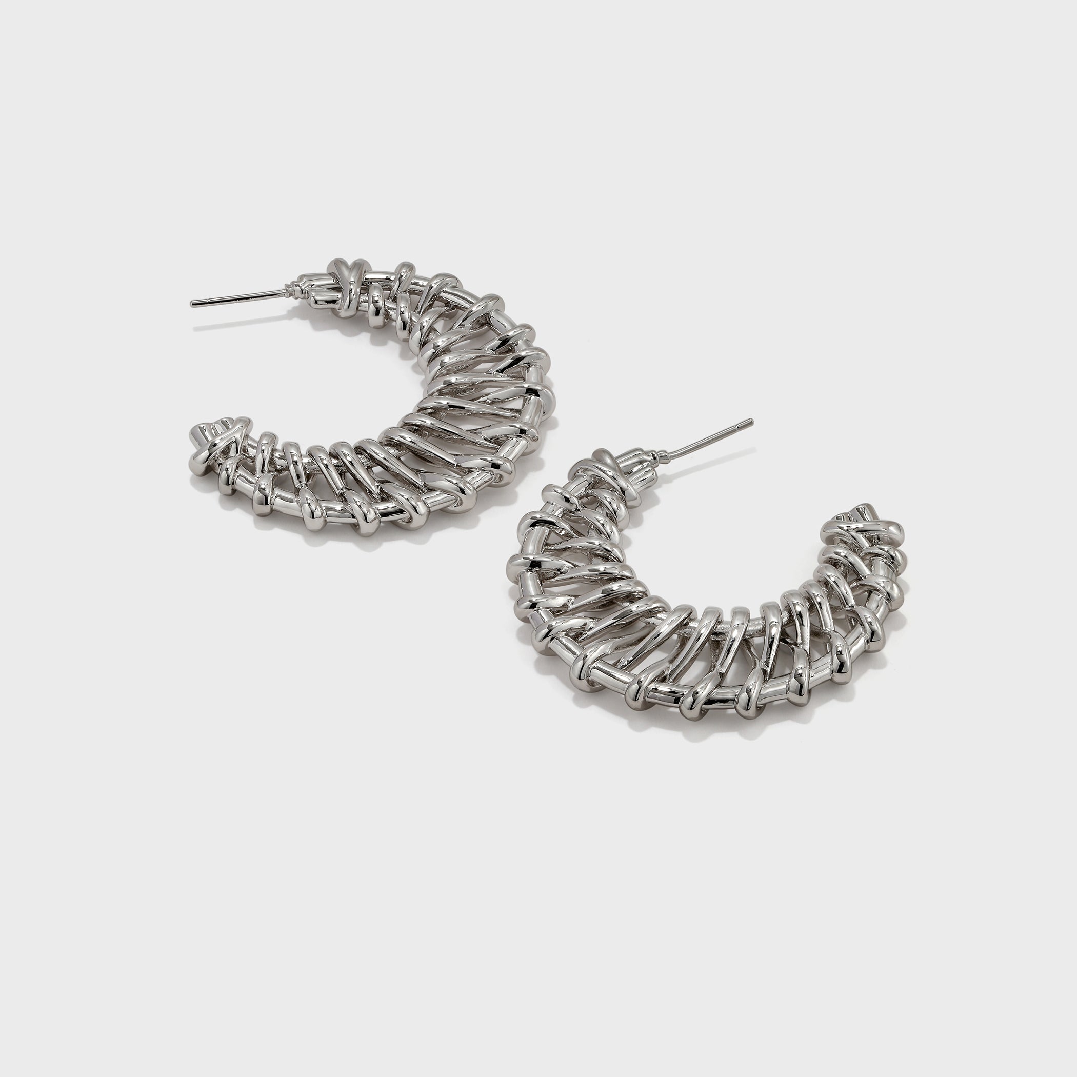 Openwork Braided C-shaped Earrings - booneealus
