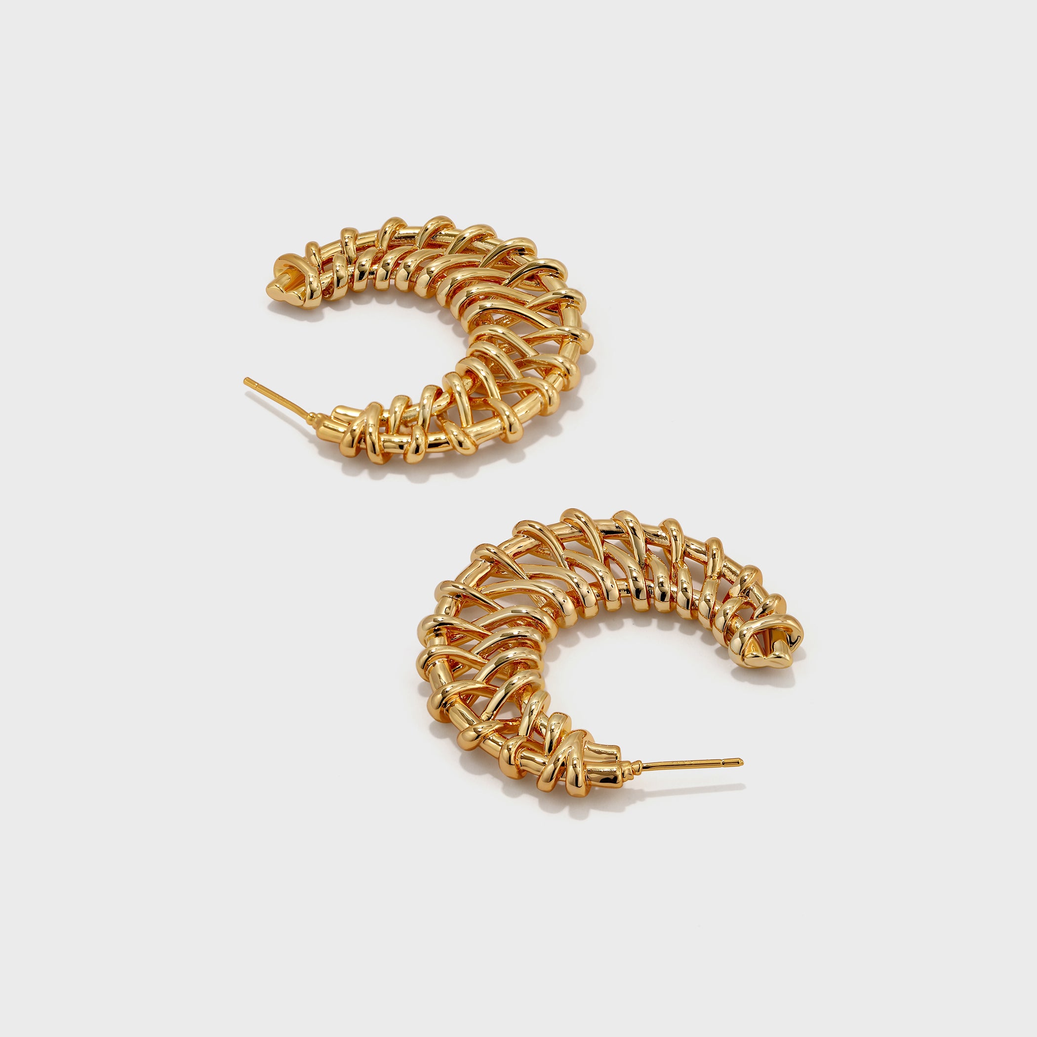 Openwork Braided C-shaped Earrings - booneealus