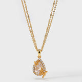 Teardrop-Shaped Double-Layer Butterfly Necklace - booneealus