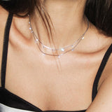 Double Layer Zircon Necklace - booneealus