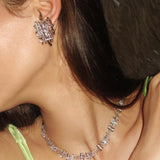 Braided Metal Irregular Zirconia Patchwork Necklace - booneealus