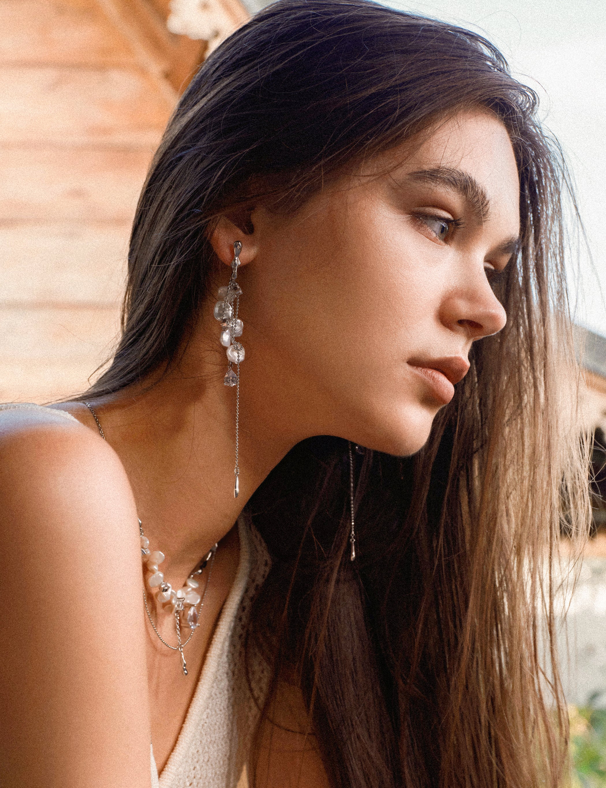 Freshwater Pearl Zircon Teardrop Necklace - booneealus