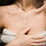 Butterfly Teardrop Zircon Pendant with Crushed Stone Necklace - booneealus