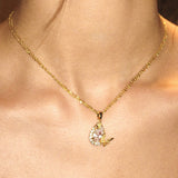 Teardrop-Shaped Double-Layer Butterfly Necklace - booneealus