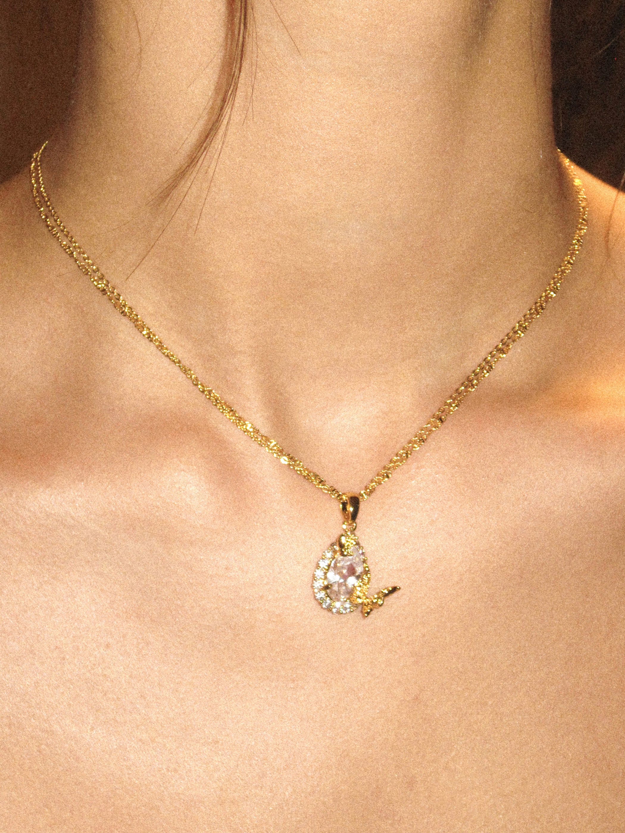 Teardrop-Shaped Double-Layer Butterfly Necklace - booneealus