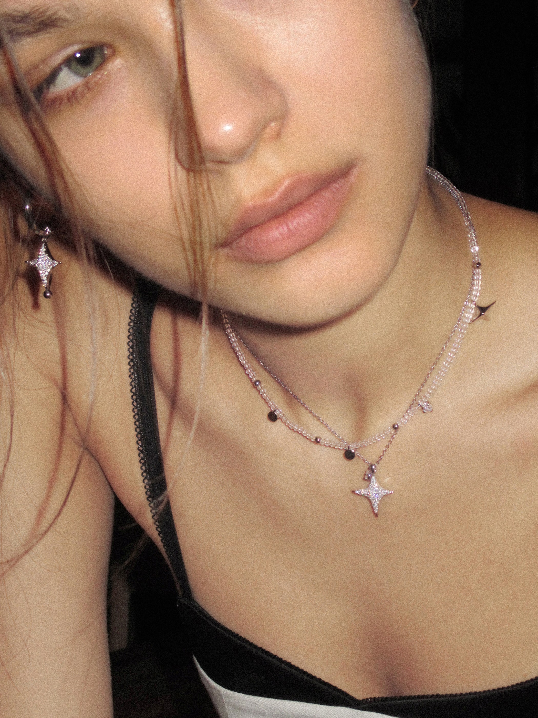 Double Layer Necklace with Zircon Inlay - booneealus