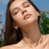 Butterfly Teardrop Zircon Pendant with Crushed Stone Necklace - booneealus