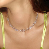 Braided Metal Irregular Zirconia Patchwork Necklace - booneealus