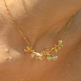Zircon Butterfly Flower and Dragonfly Necklace - booneealus