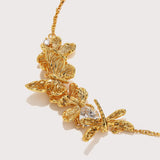 Zircon Butterfly Flower and Dragonfly Necklace - booneealus