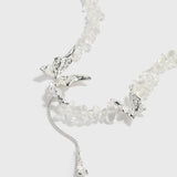Butterfly Teardrop Zircon Pendant with Crushed Stone Necklace - booneealus
