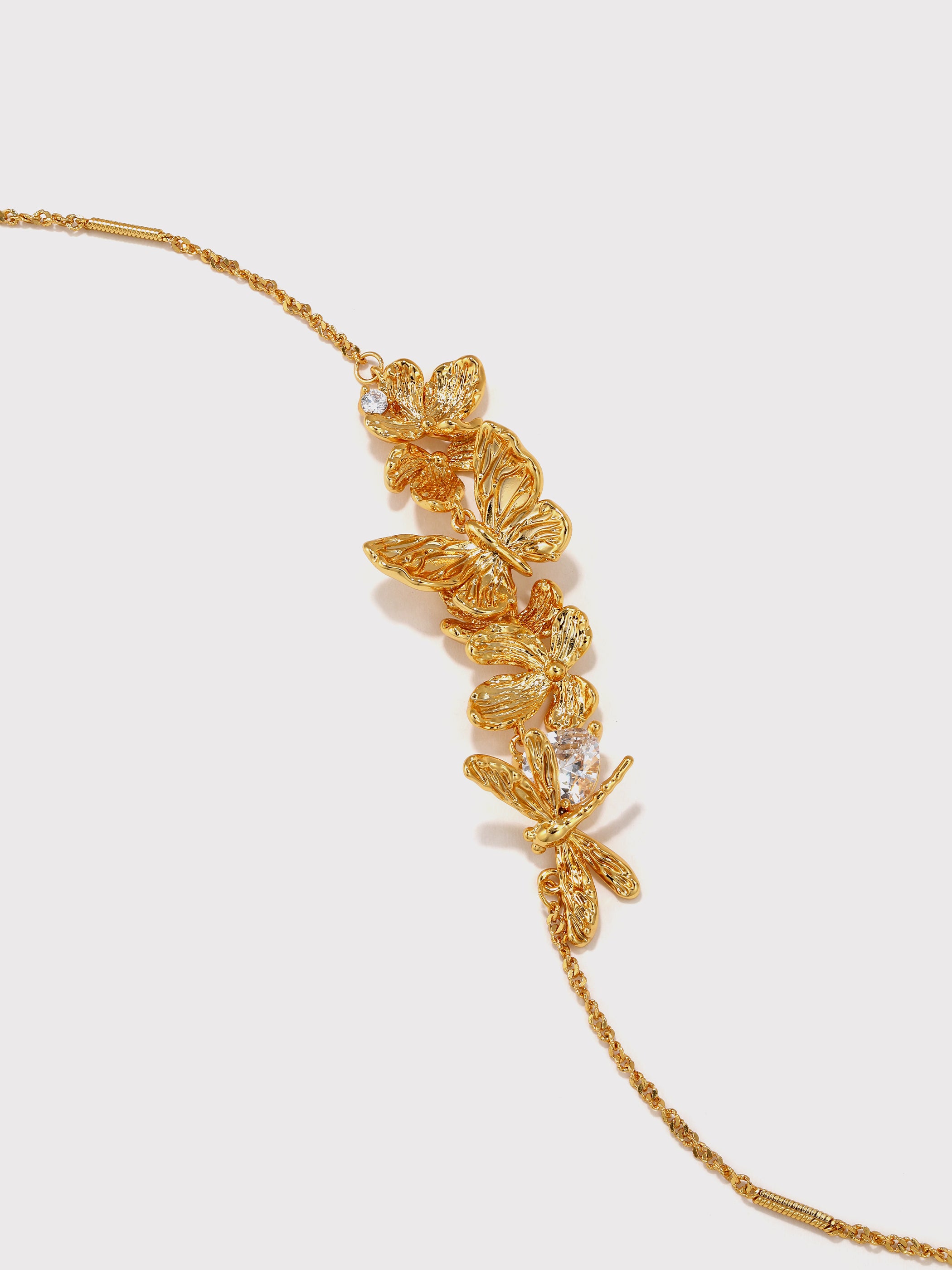 Zircon Butterfly Flower and Dragonfly Necklace - booneealus