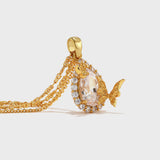 Teardrop-Shaped Double-Layer Butterfly Necklace - booneealus