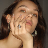 Horse Eye Zirconia Crown Open Ring - booneealus