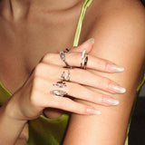 Horse Eye Zirconia Open Ring - booneealus