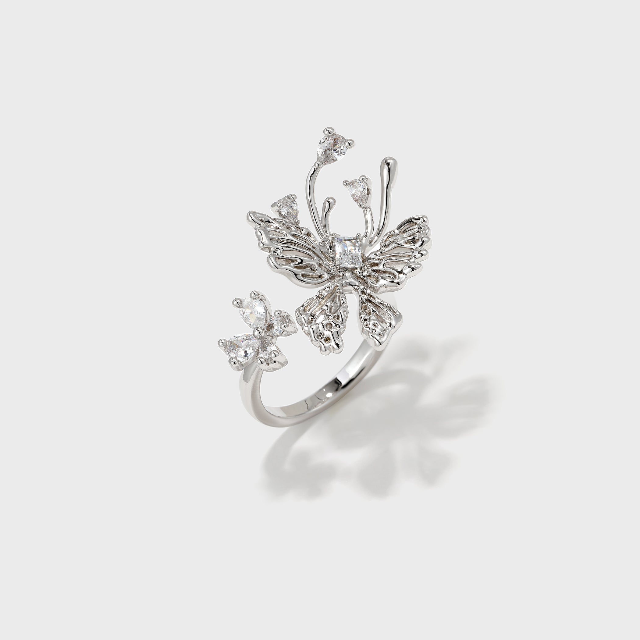 Zircon Butterfly Open Ring - booneealus