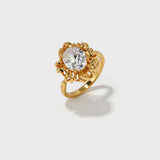 Braided Button-Shaped Zirconia Open Ring - booneealus